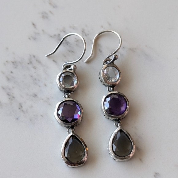 Silpada Plum Pretty High Quality 925 Silver and CZ Dangle Earrings - Picture 2 of 4